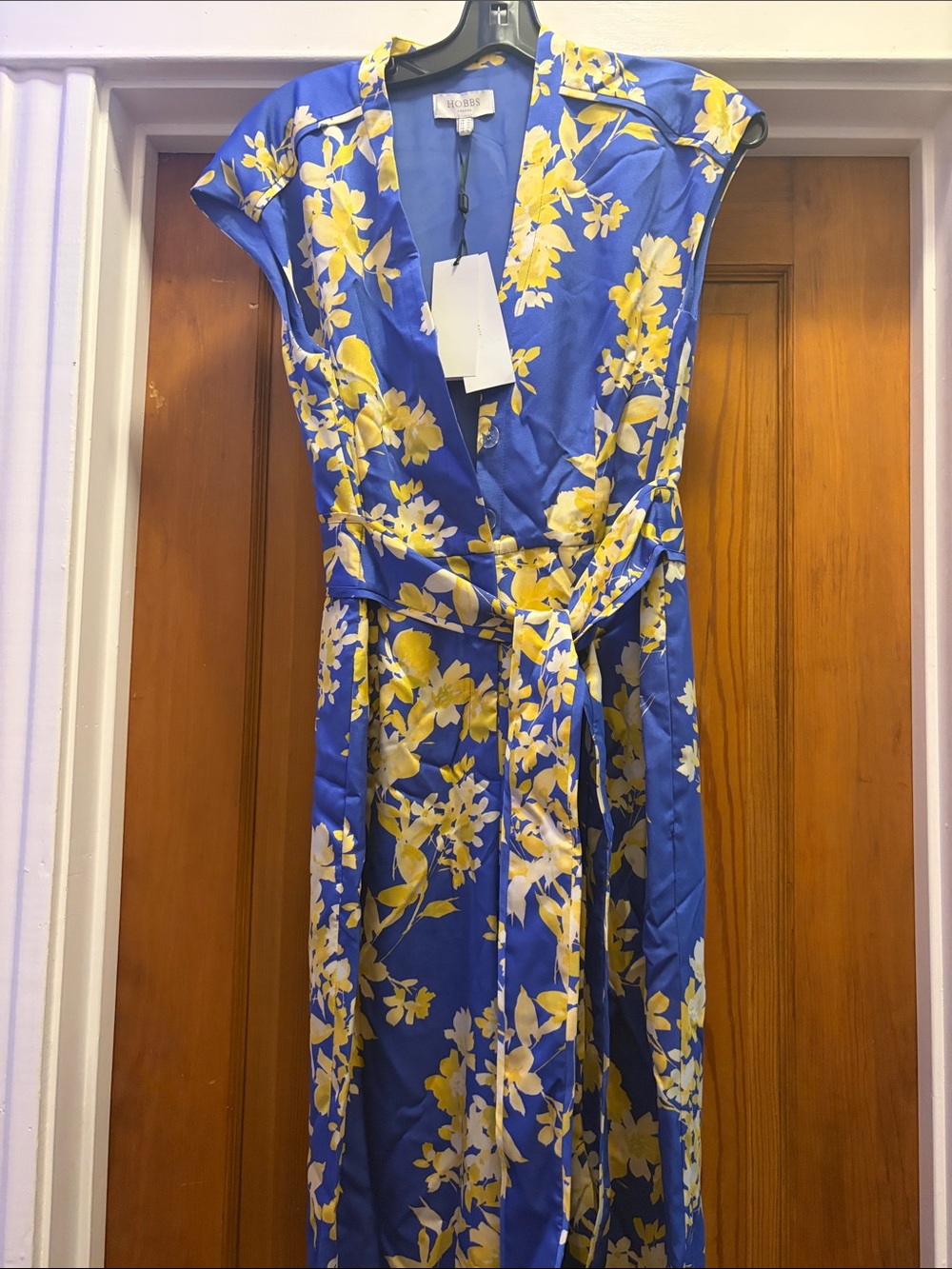 Hobbs London Blue & Yellow Floral Jumpsuit with Tie Waist